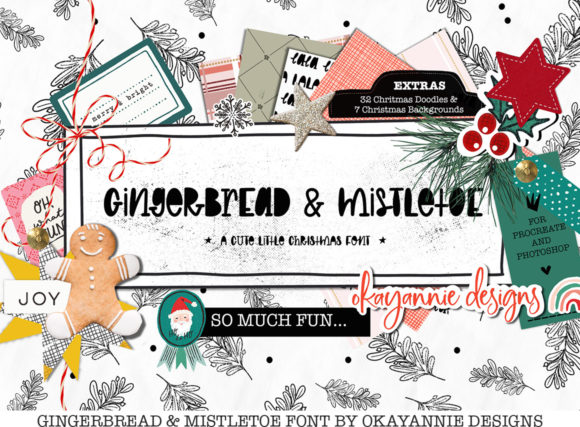 GingerBread Mistletoe Font for Festive Craft Projects